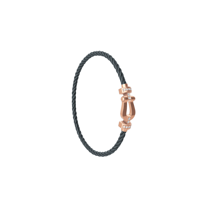 FRED Force 10 Storm Grey Cord 18k Rose Half Diamond MD Buckle, Exclusively at Hamilton Jewelers