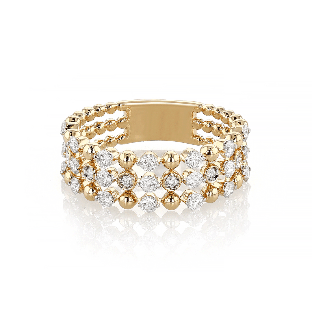 14k Yellow Gold and 0.86 Total Weight Diamond Band