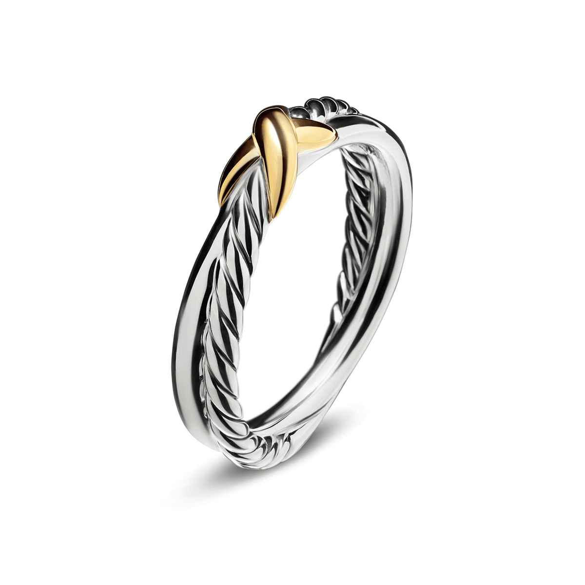 David Yurman Petite X Ring with 18k Yellow Gold,SZ6