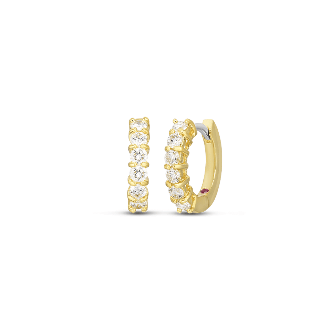 Roberto Coin Perfect 18k Yellow Gold Diamond Hoops 15mm huggies