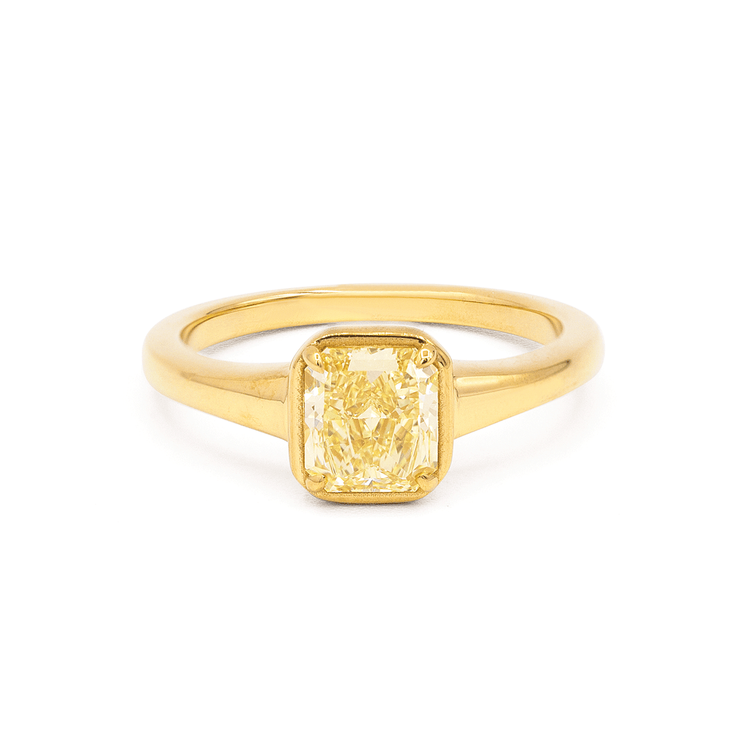 18k Yellow Gold and 1.04 Total Weight Yellow Fancy Diamond Ring