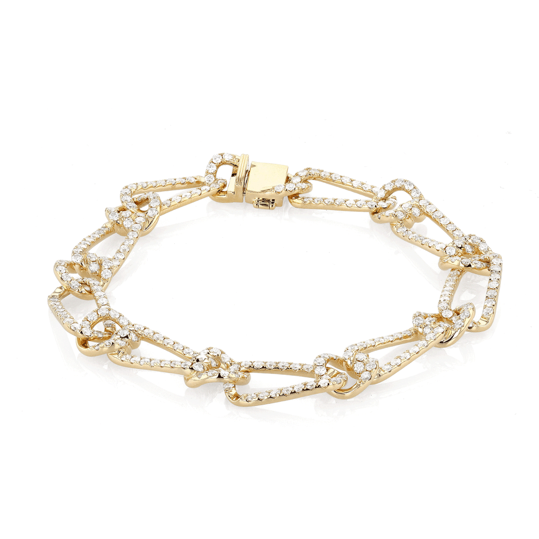 18k Yellow Gold and 4.35 Total Weight Diamond Link Bracelet