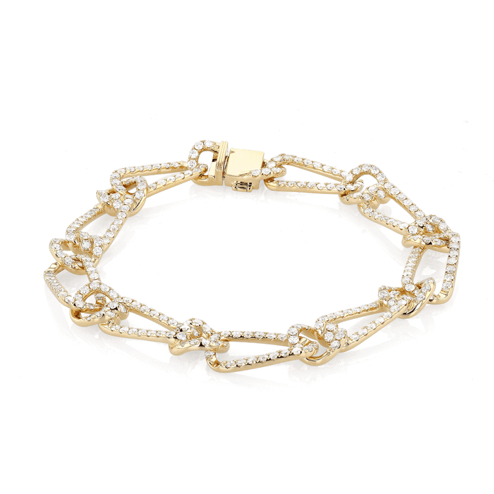 18k Yellow Gold and 4.35 Total Weight Diamond Link Bracelet