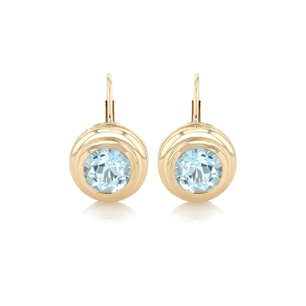 Hamilton Lisette Collection 14k Yellow Gold and 2.60 Total Weight Blue Topaz Bezel Earrings