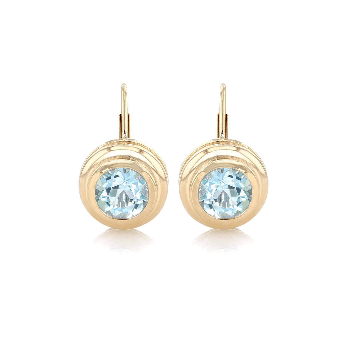 Hamilton Lisette Collection 14k Yellow Gold and 2.60 Total Weight Blue Topaz Bezel Earrings