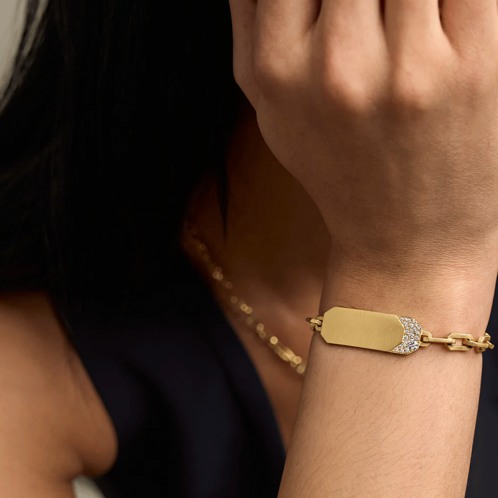 Jade Trau Billie ID 18k Yellow Gold Diamond Bracelet