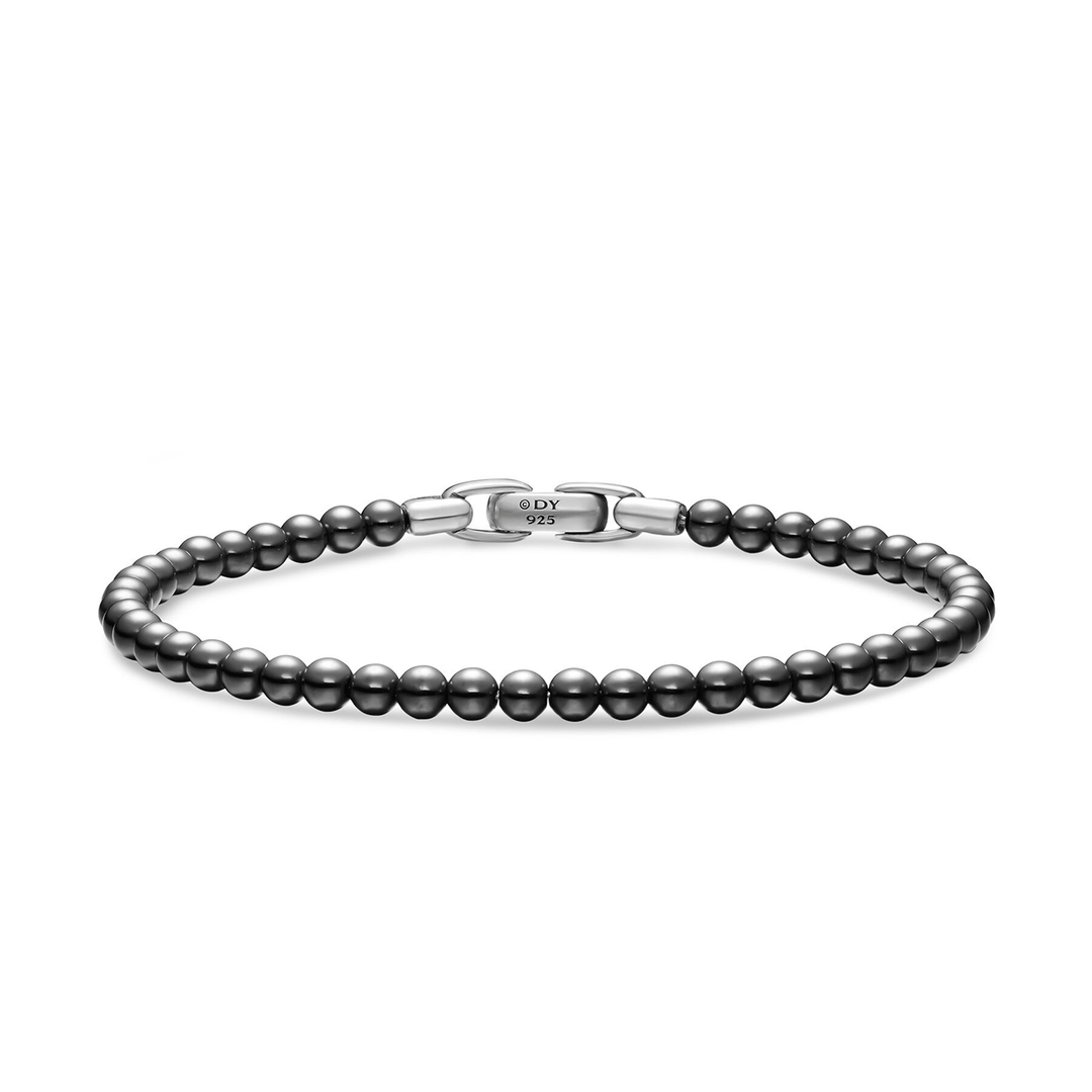 David Yurman Spiritual Beads Bracelet Sterling Silver with Hematine, 4mm Medium