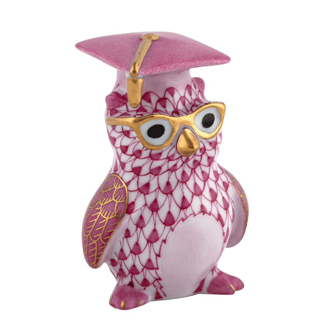 Herend Graduation Owl Raspberry