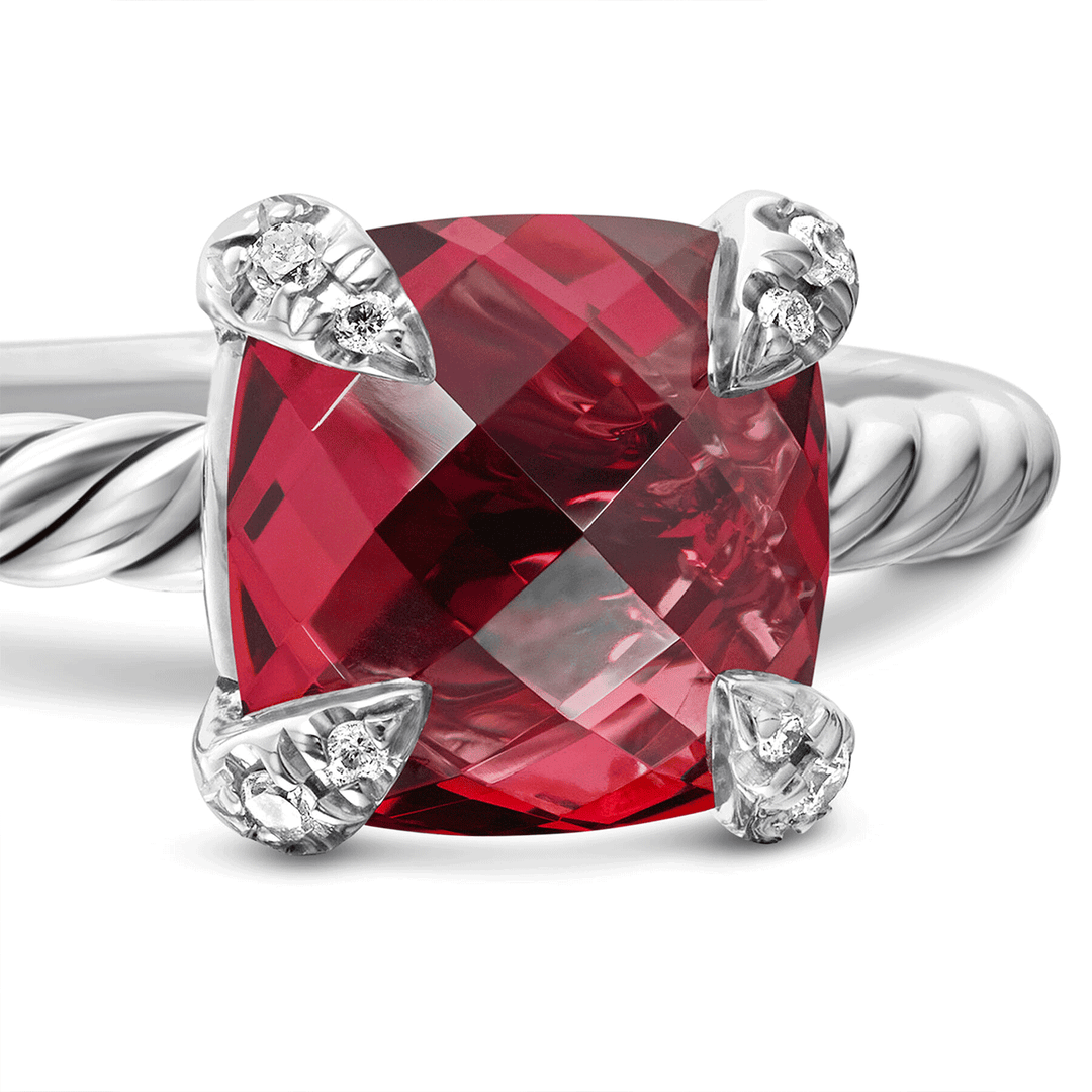 David Yurman Chatelaine Ring with Rhodolite Garnet and Diamonds