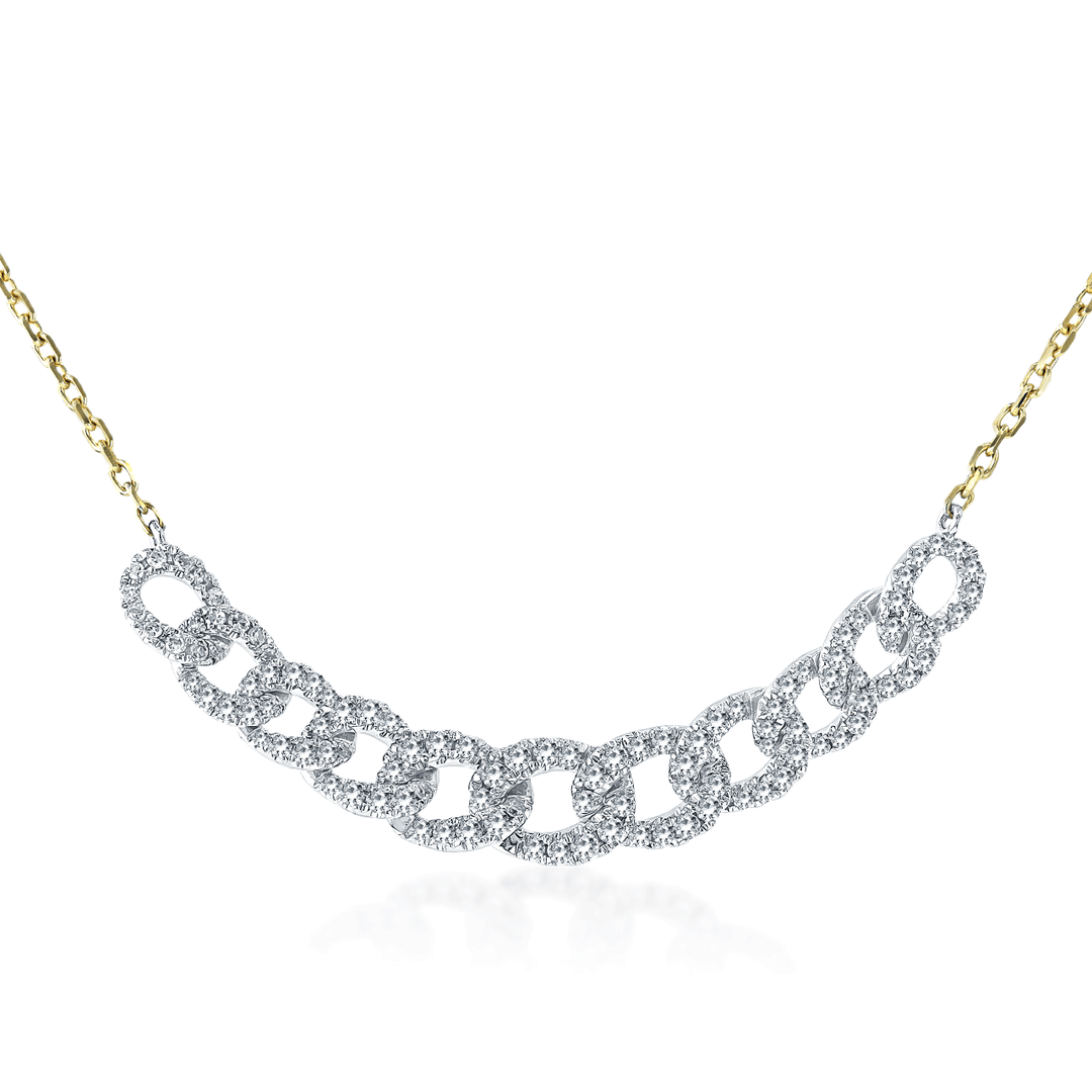 14k Gold and Diamond .49 Total Weight Curb Link 18 Inch Necklace