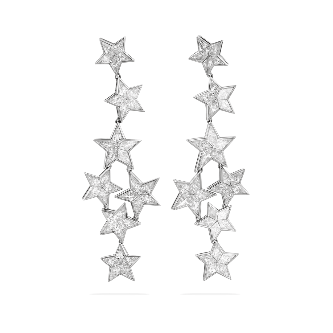 Platinum and Diamond 11.41 Total Weight Star Earrings