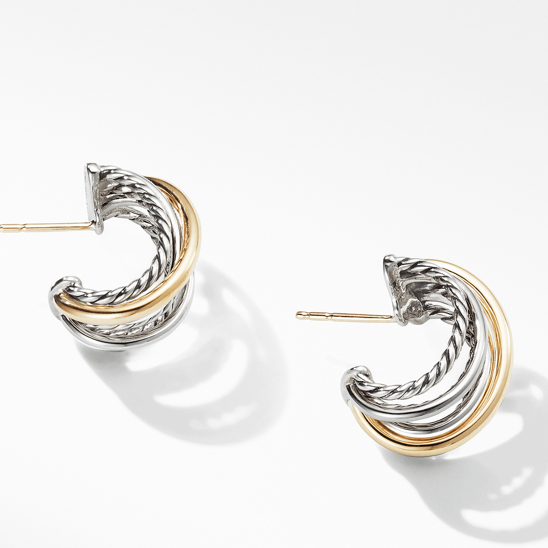 David Yurman The Crossover Collection Huggie Hoop Earrings with 18k Yellow Gold