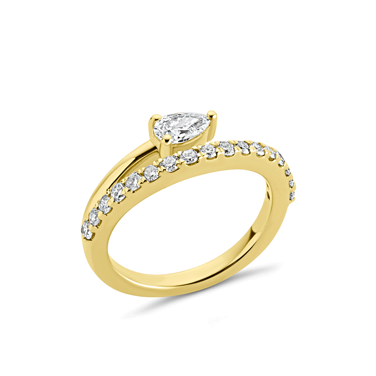14k Yellow Gold and .31 Total Weight Pear Shape Diamond Ring