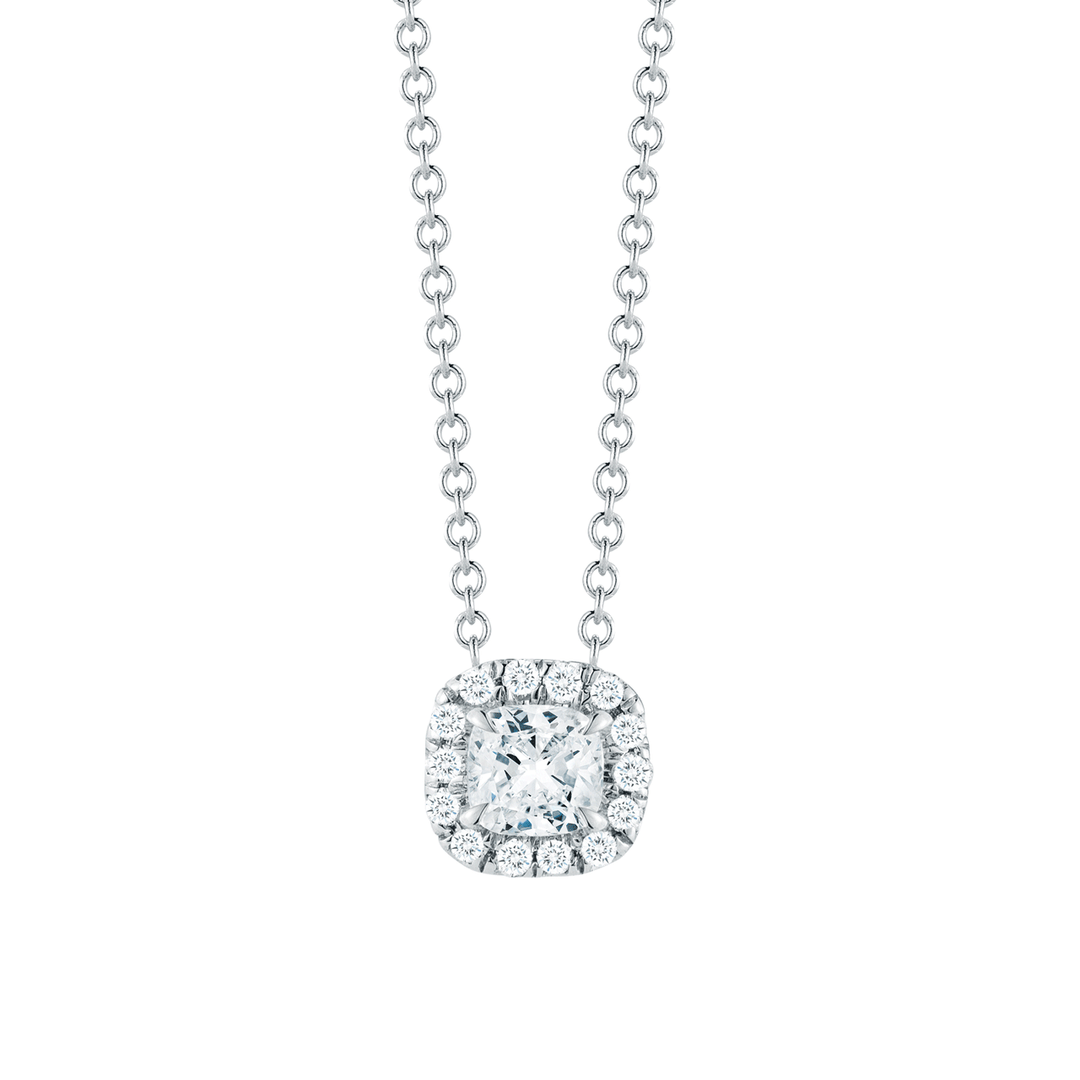 Lisette 18k Gold and .50 Total Weight Cushion Diamond Pendant