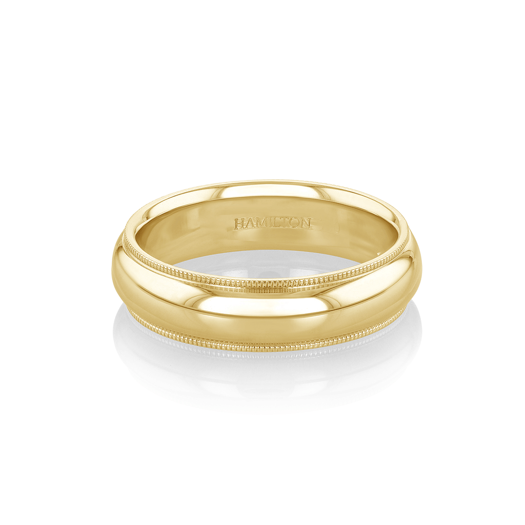 Hamilton Collection 14k Yellow Recycled Gold 6mm Milgrain Comfort Fit Wedding Band