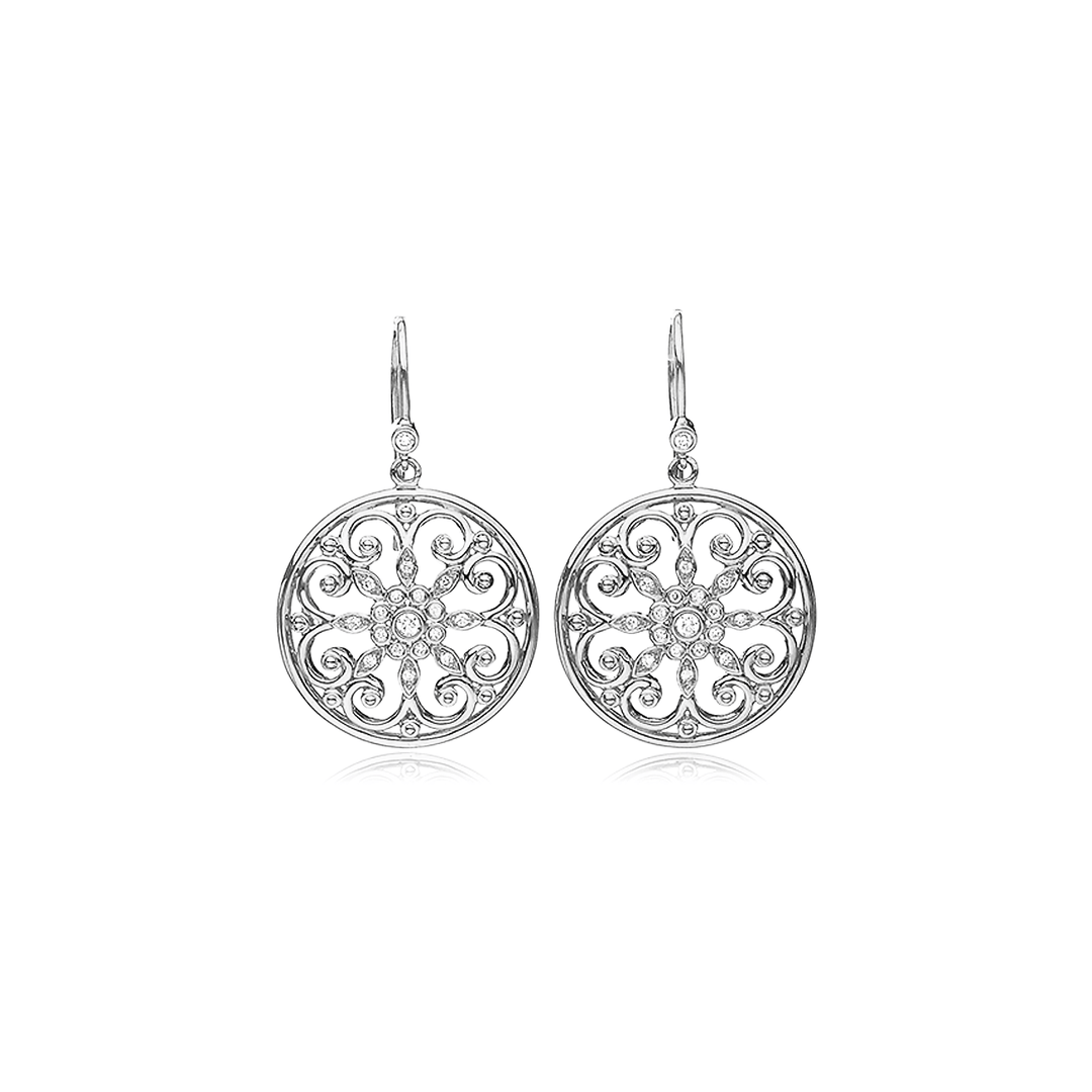 Arabesque Sterling Silver and Diamond Earrings