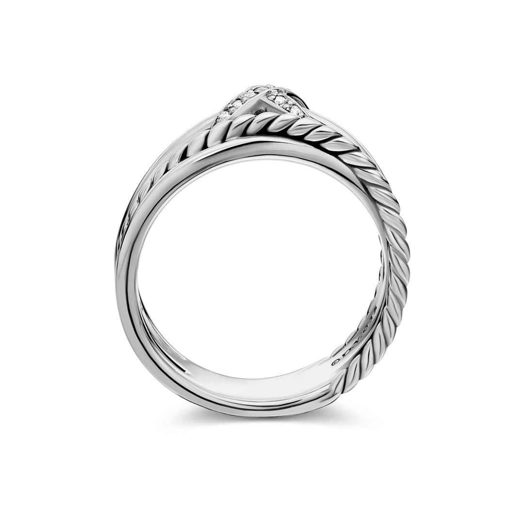 David Yurman X Crossover Band Ring Sterling Silver with Diamonds, 6mm