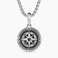 David Yurman Maritime Compass Amulet Sterling Silver with Center Black Diamond, 20mm