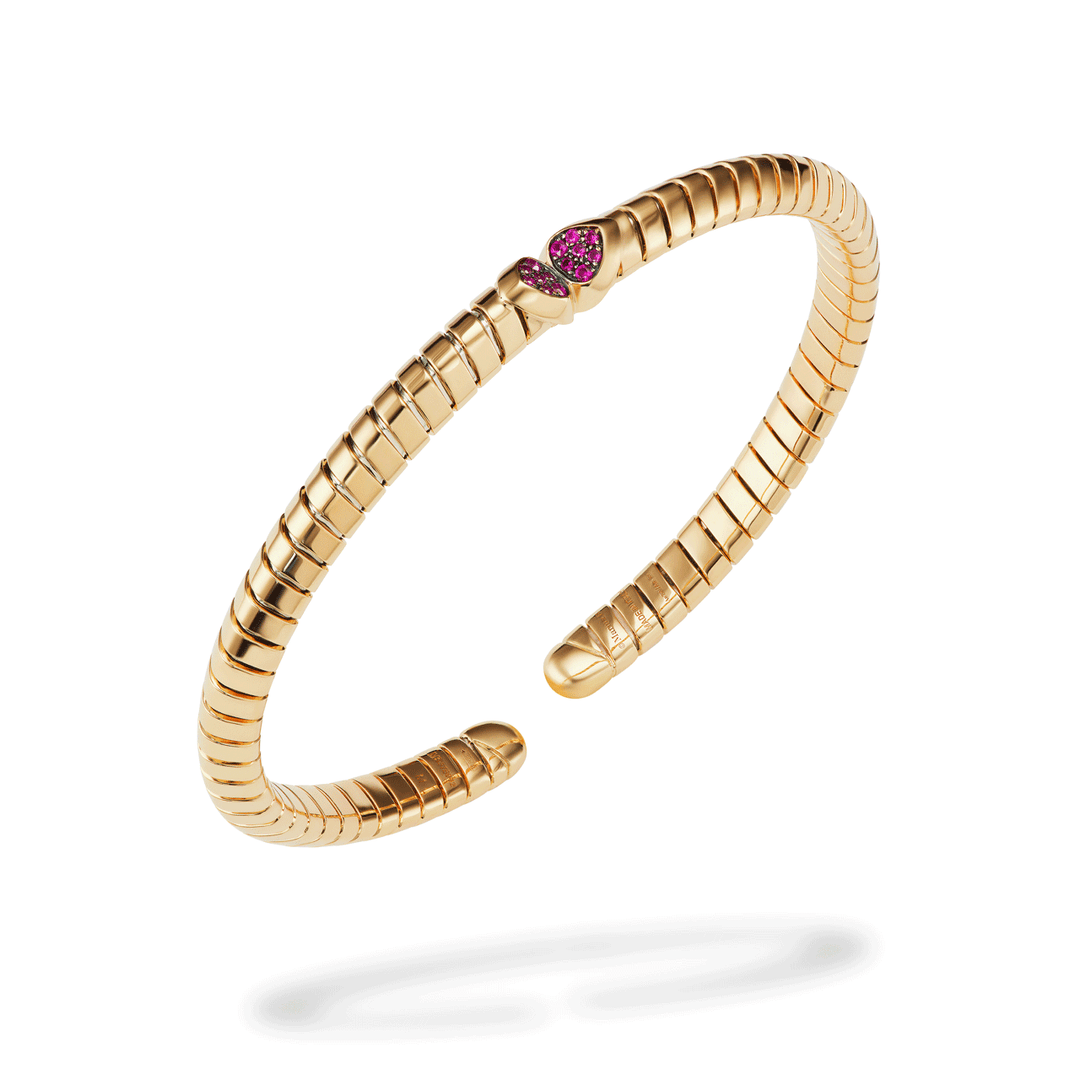 Marina B Trisolina 18k Yellow Gold Ruby Pavé Bangle