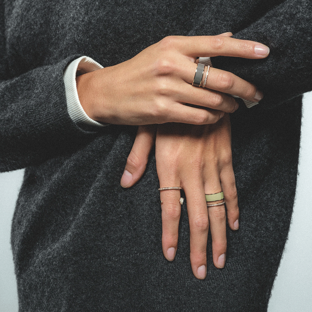 Repossi Berbere 18k Rose Gold and Diamond Chromatic Taupe Lacquer Ring