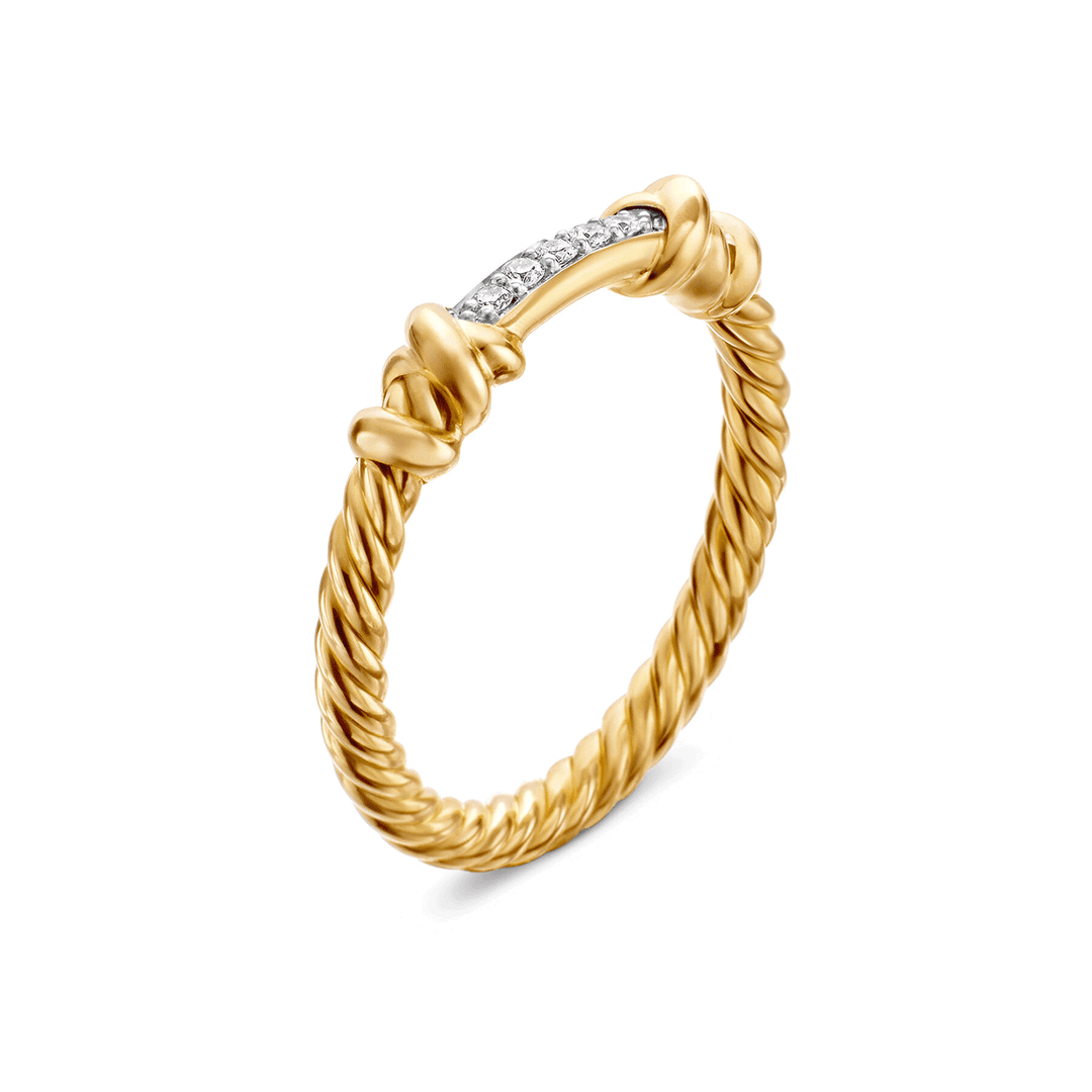 David Yurman Petite Helena Wrap Ring in 18k Yellow Gold with Diamonds,SZ6