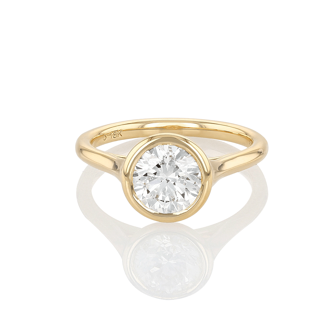 18k Yellow Gold and 1.51 Total Weight Diamond Bezel Ring
