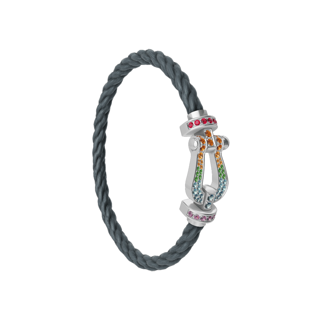 FRED Force 10 Storm Grey Cord with 18k Rainbow Gemstone LG Buckle, Exclusively at Hamilton Jewelers