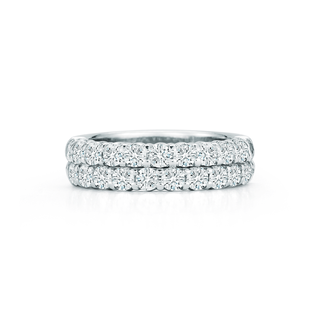 18k White Gold and 1.98 Total Weight Diamond Double Row Band