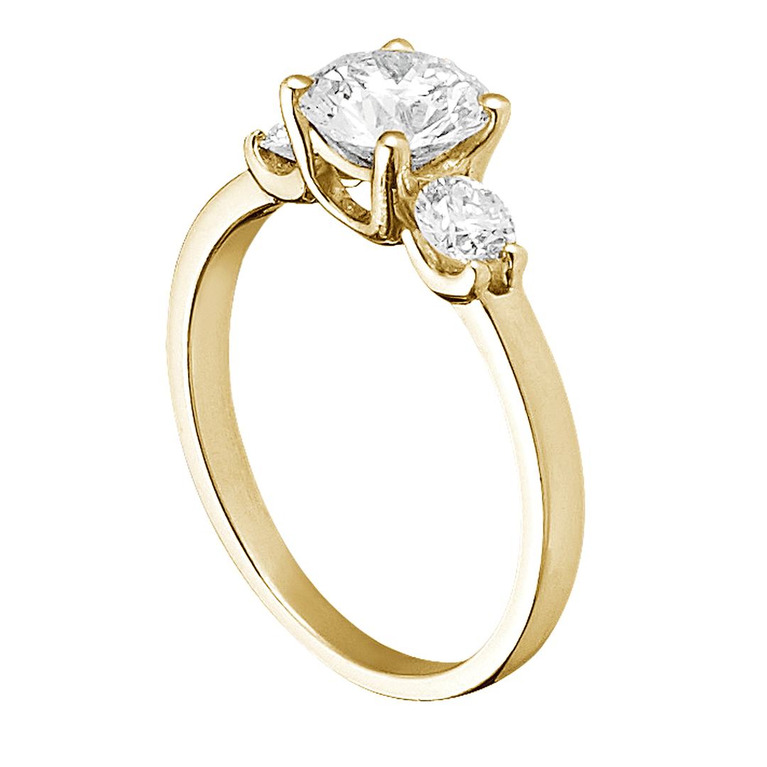 Destiny 18k Yellow Gold Three Stone Diamond Engagment Mounting Ring