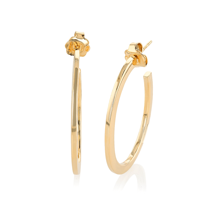 18k Yellow Gold Slim Hoops 37mm x 29mm