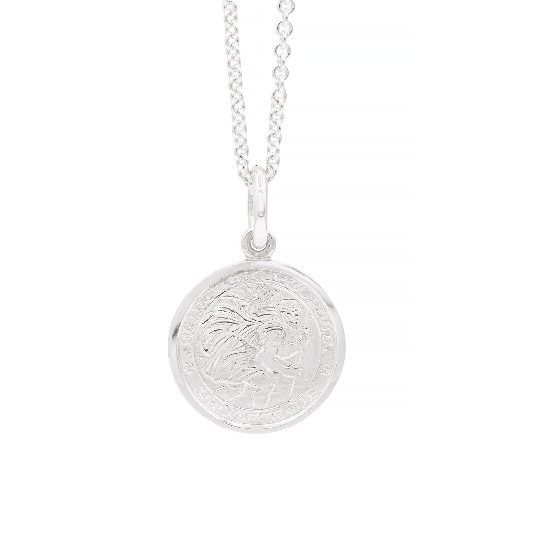 Sterling Silver St. Christopher 3/4" Medal With Chain