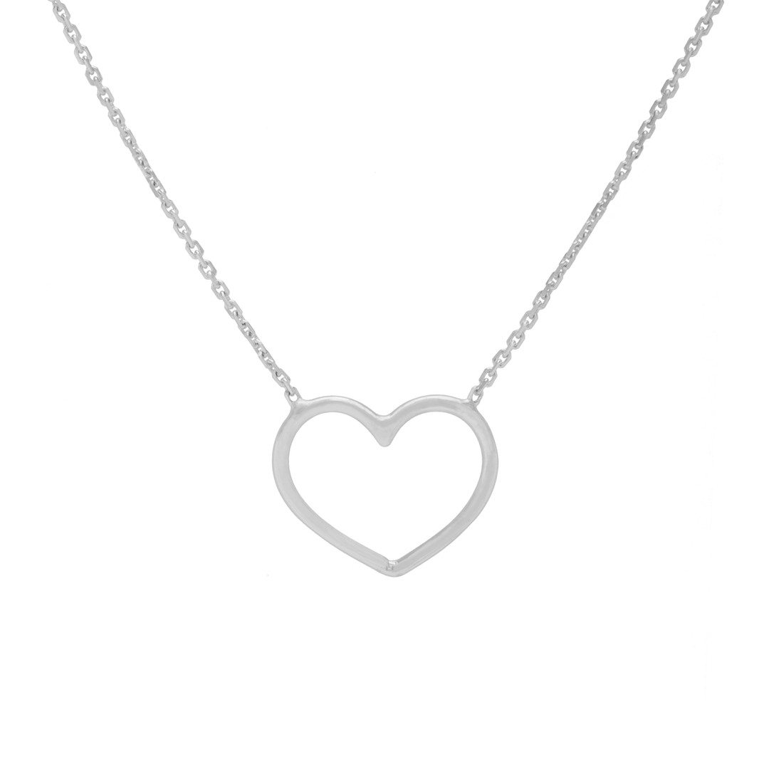 14k White Gold Heart Necklace