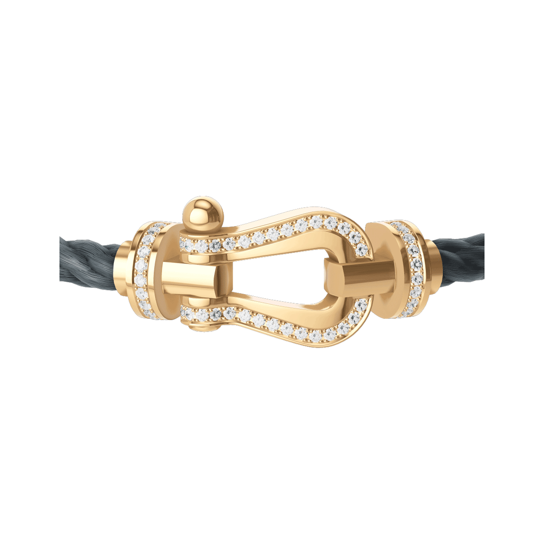 FRED Force 10 Storm Grey Cord 18k Yellow Full Diamond LG Buckle, Exclusively at Hamilton Jewelers