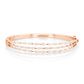 Wave 18k Rose Gold Three Row Diamond 1.40 Total Weight Bracelet