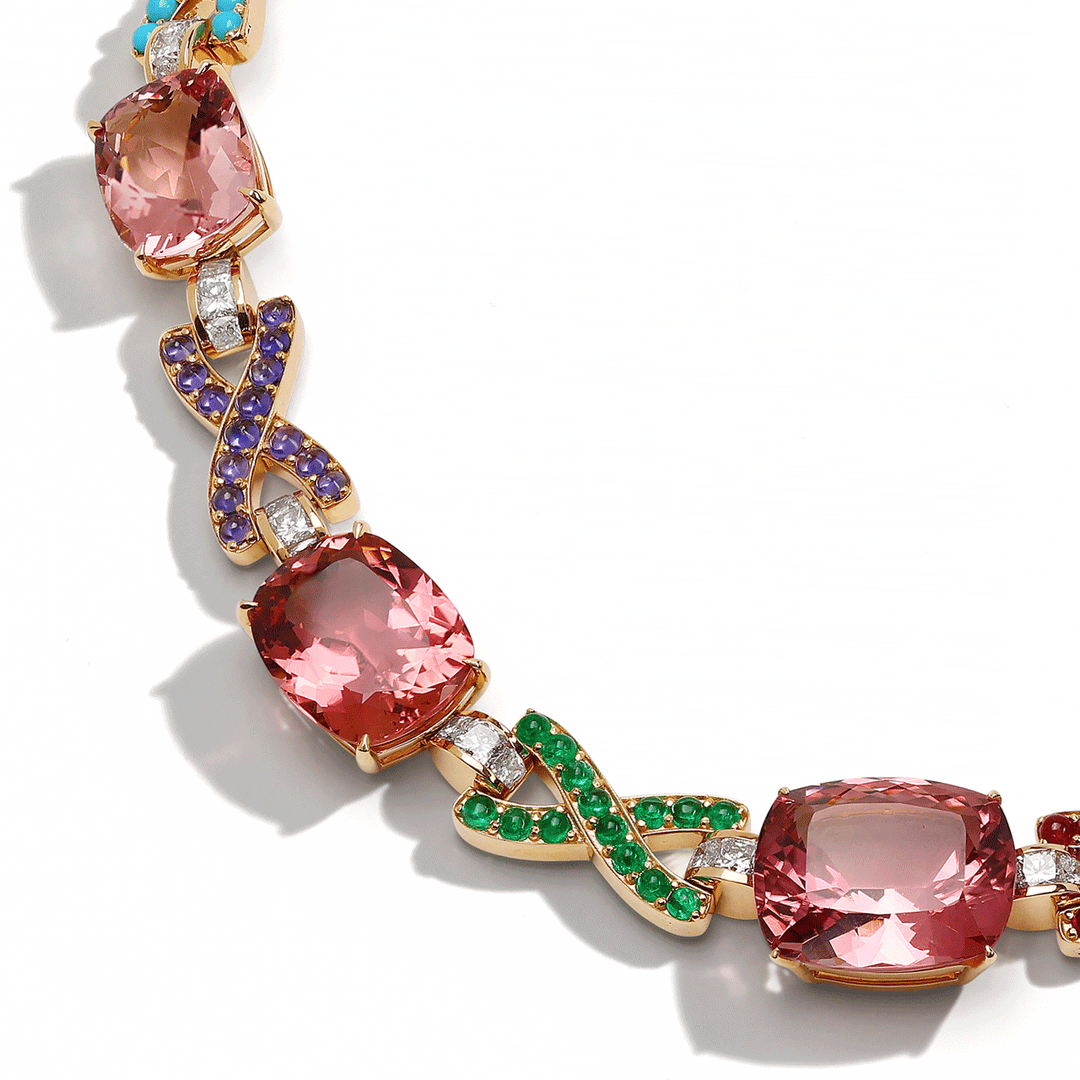 Hamilton Private Reserve Collection 18k Rose Gold Tourmaline Morganite and Kunzite Necklace