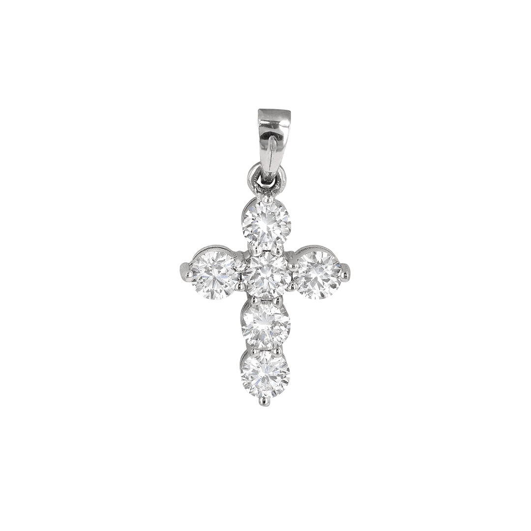 Classic 18k White Gold and Diamond 1.00 Total Weight Cross Pendant