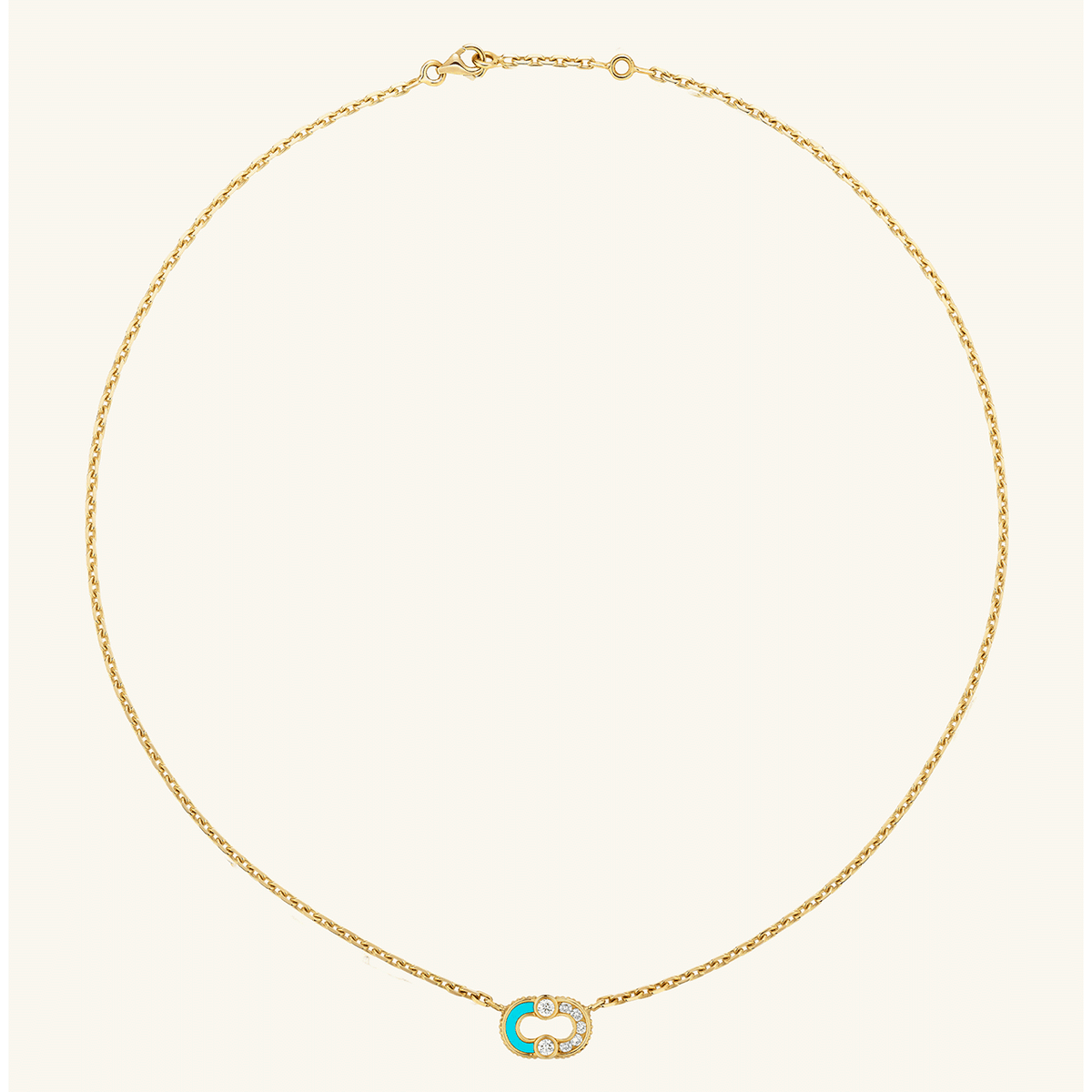 Viltier 18k Yellow Gold Magnetic Diamond and Turquoise Pendant