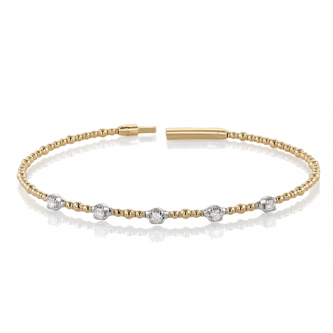 14k Gold and .25 Total Weight Diamond Flex Bangle
