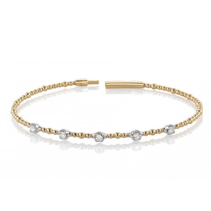 14k Gold and .25 Total Weight Diamond Flex Bangle