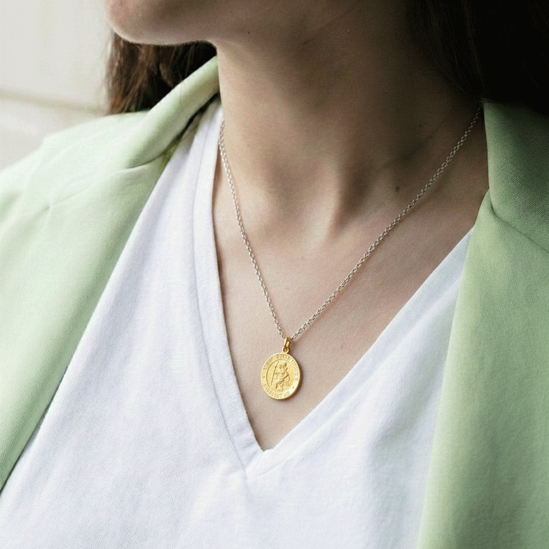 St. Christopher 14k Yellow Gold Pendant with Chain
