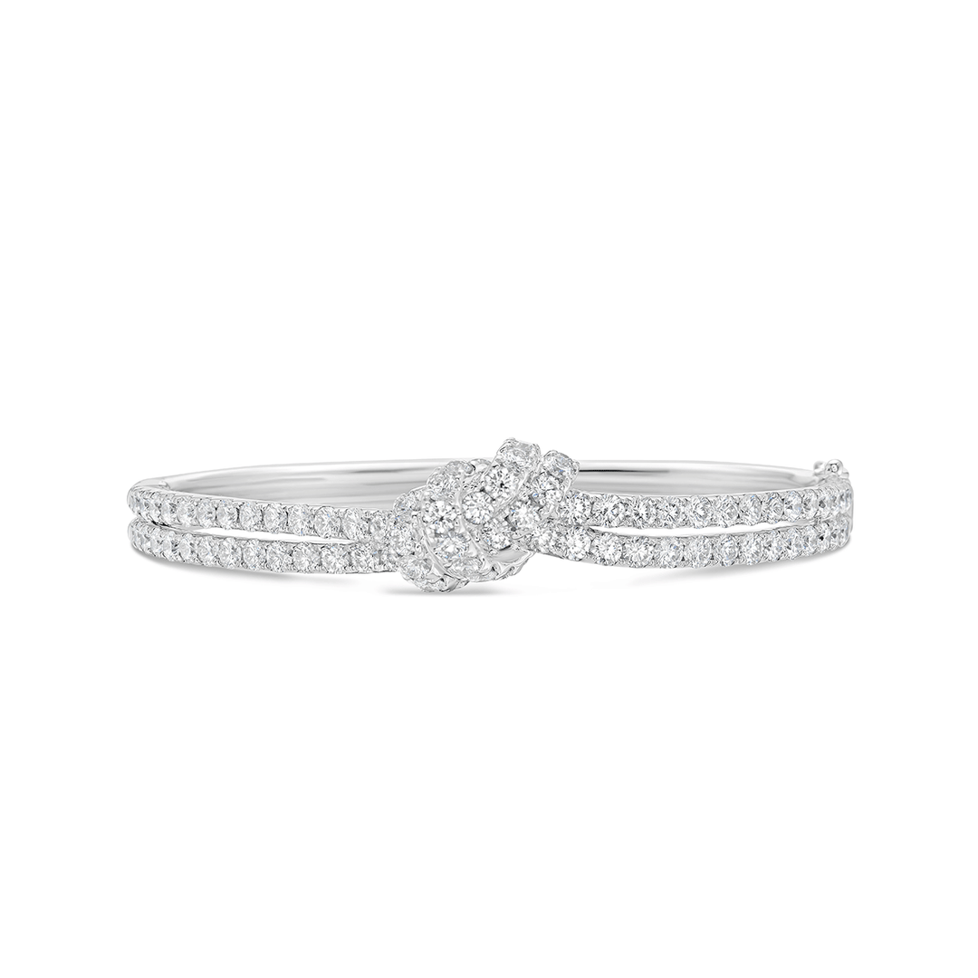 Charles Krypell 18k White Gold and  5.33 Total Weight Diamond Knot Bracelet