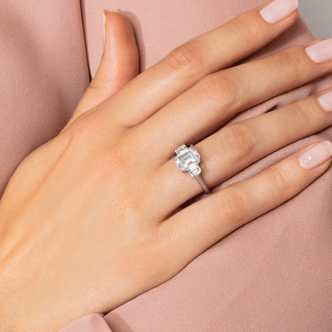 Platinum Three Stone Diamond Engagement Mounting Ring