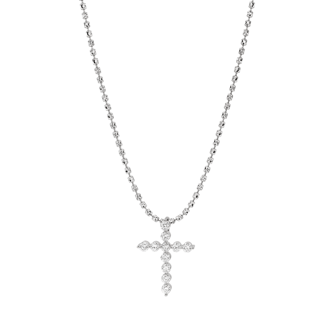 18k White Gold and 0.66 Total Weight Diamond Cross Pendant