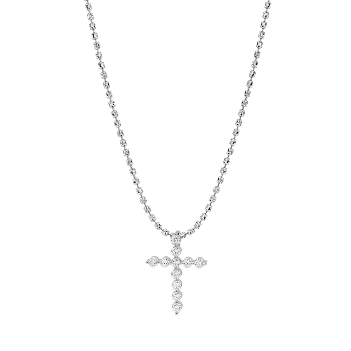 18k White Gold and 0.66 Total Weight Diamond Cross Pendant