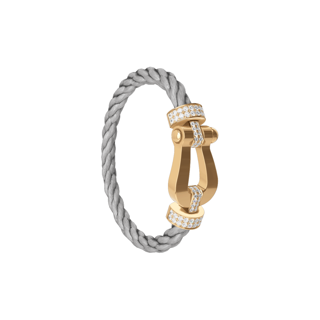 FRED Force 10 Steel Cable with 18k Yellow Gold Extra LG Half Pave Diamond Buckle, Exclusively at Hamilton Jewelers