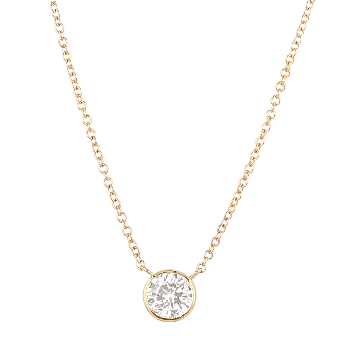 14k Yellow Gold Diamond Solitaire Pendant