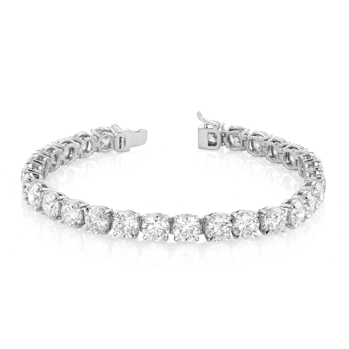 Hamilton Line Collection 18k White Gold and 22.43 Total Diamond Line Bracelet