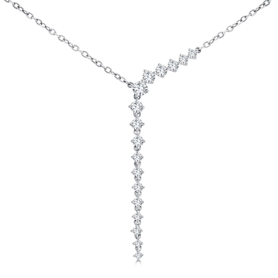 18k Gold and Diamond 1.25 Total Weight Graduating Drop Necklace