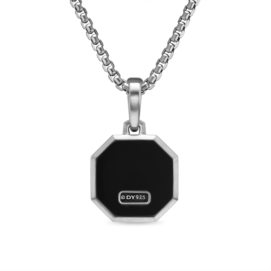 David Yurman Faceted Stone Amulet Sterling Silver with Black Onyx, 16mm