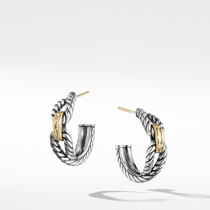 David Yurman Cable Loop Hoop Earrings with 18k Yellow Gold